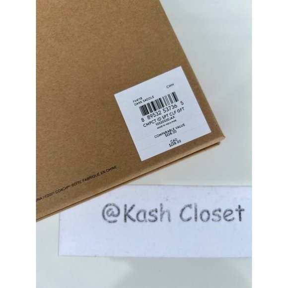 Coach Boxed 3 in 1 Men's Wallet With Trigger Snap Key Fob - Dark Saddle - Picture 9 of 9